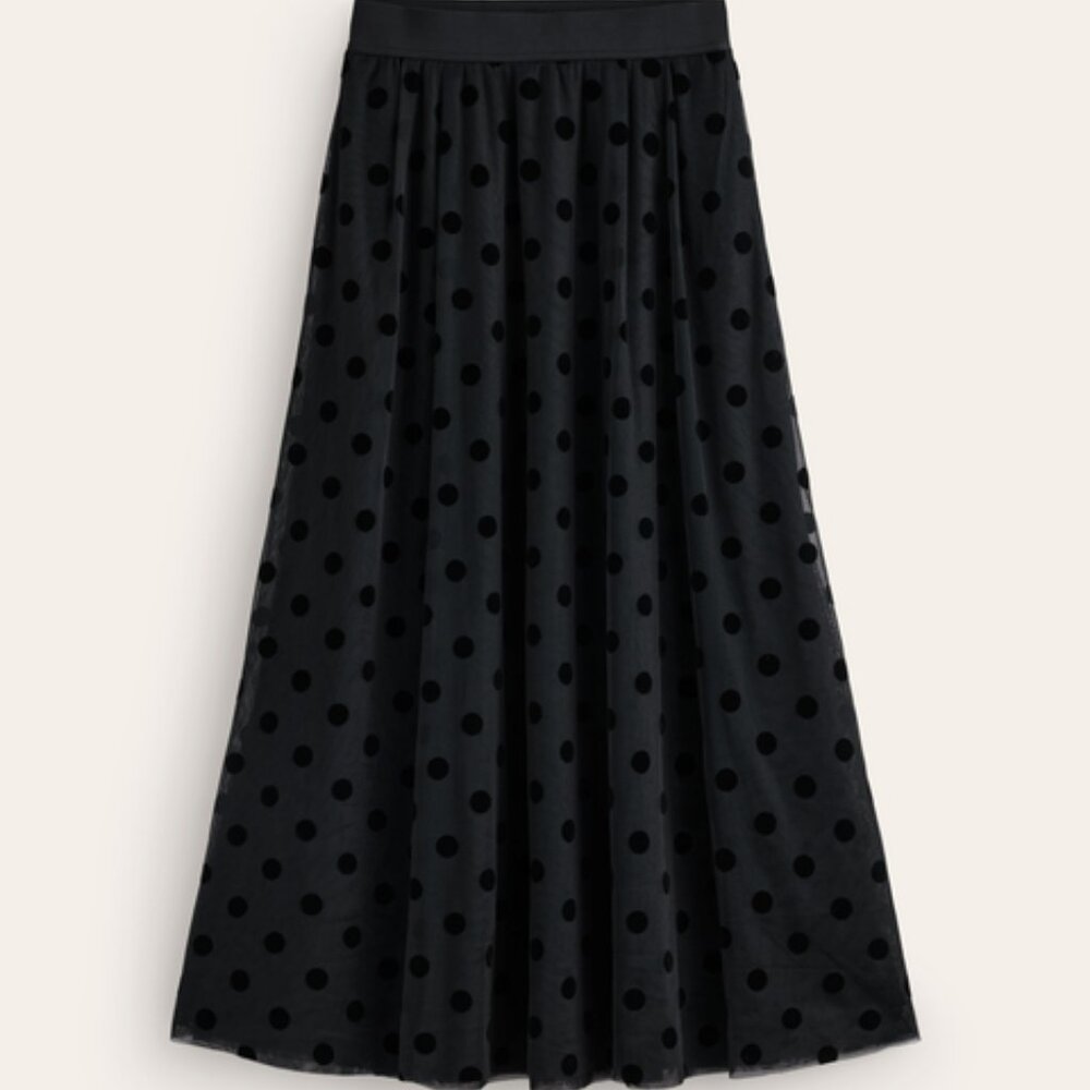 Boden Tulle Full Midi Skirt Color: Black Spot Size 8